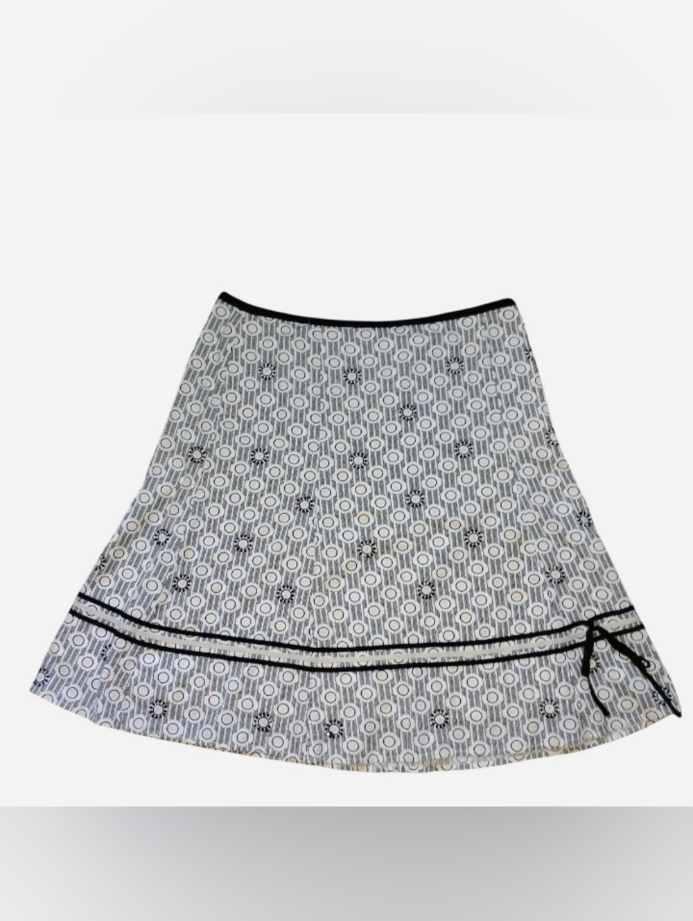 Sigrid Olsen Retro Geometric Print A-Line Cotton Skirt - Size 12